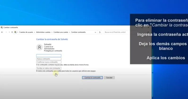 Cómo eliminar la contraseña de mi cuenta local en Windows 10